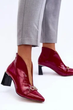 Maciejka Botki Skórzane|Botki Na Słupku*Skórzane Botki Na Słupku 05262-15 Fuksja Różowy