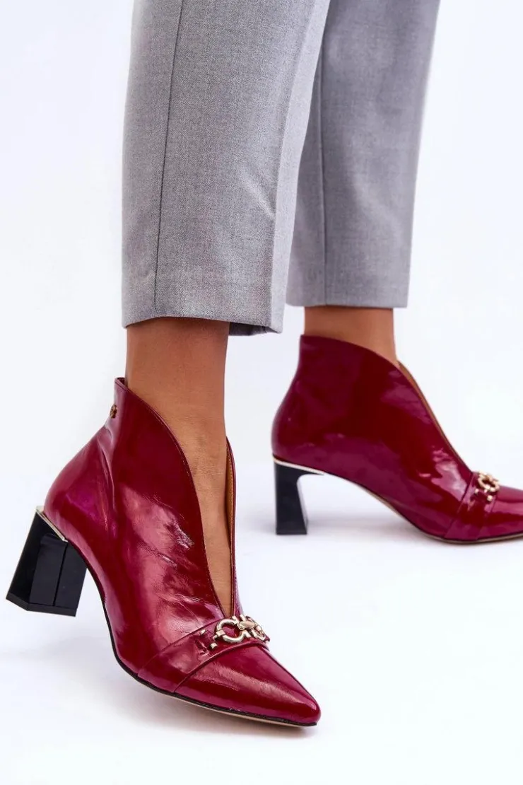 Maciejka Botki Skórzane|Botki Na Słupku*Skórzane Botki Na Słupku 05262-15 Fuksja Różowy