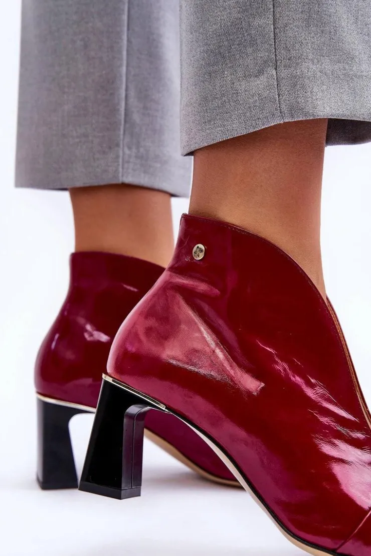 Maciejka Botki Skórzane|Botki Na Słupku*Skórzane Botki Na Słupku 05262-15 Fuksja Różowy