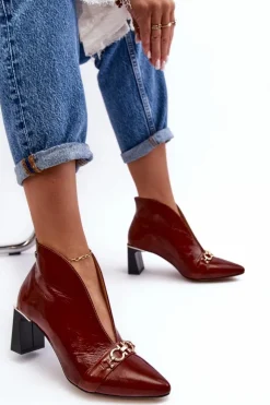 Online Maciejka Skórzane Botki Na Słupku 05262-02 Brązowe Brązowy