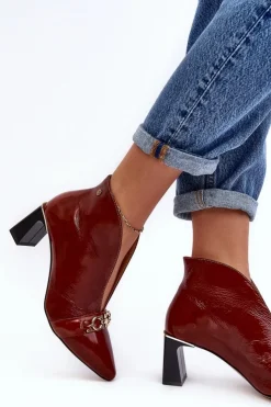 Online Maciejka Skórzane Botki Na Słupku 05262-02 Brązowe Brązowy