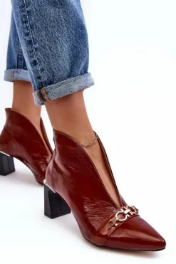 Online Maciejka Skórzane Botki Na Słupku 05262-02 Brązowe Brązowy