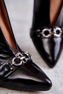 Best Maciejka Skórzane Botki Na Słupku Czarne 05262-01 Czarny