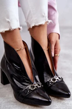 Best Maciejka Skórzane Botki Na Słupku Czarne 05262-01 Czarny