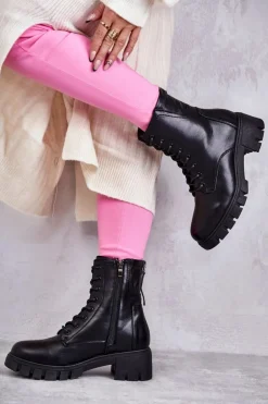 New Buty damskie Vinceza Skórzane Botki Na Suwak Czarne Tonje