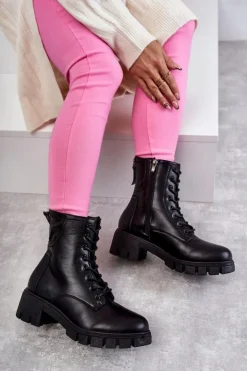 New Buty damskie Vinceza Skórzane Botki Na Suwak Czarne Tonje