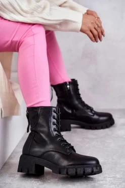 New Buty damskie Vinceza Skórzane Botki Na Suwak Czarne Tonje