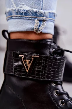 Sale Boto Skórzane Botki Na Suwak Z Ociepleniem Czarne Ramsey