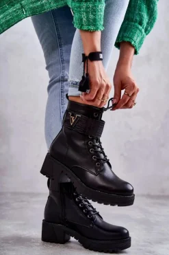 Sale Boto Skórzane Botki Na Suwak Z Ociepleniem Czarne Ramsey