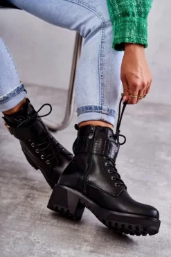 Sale Boto Skórzane Botki Na Suwak Z Ociepleniem Czarne Ramsey