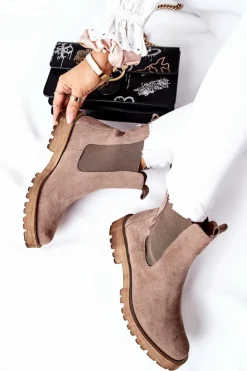 Boto Botki Zimowe Damskie|Brązowe I Beżowe Botki*Skórzane Botki Sztyblety Nicole Brązowe Brace