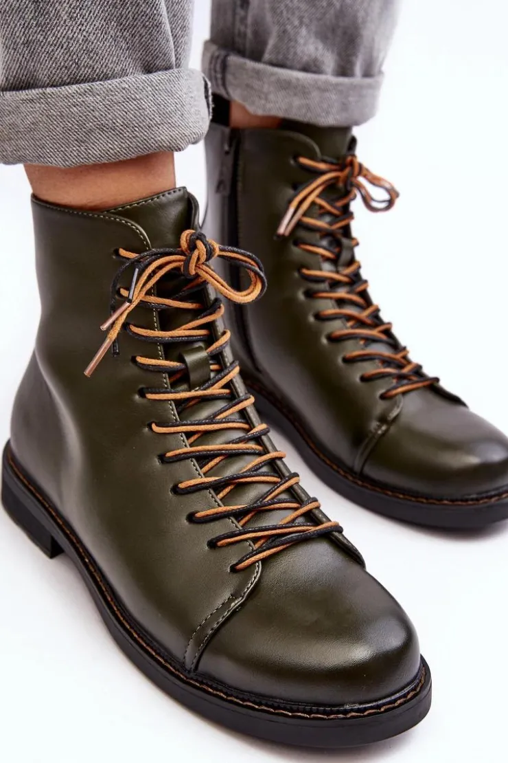 Sale Buty damskie Vinceza Skórzane Botki Trzewiki Damskie Zielone Ethel