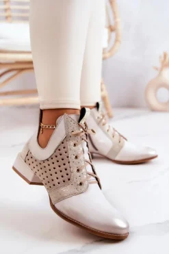 Maciejka Botki Wiosenne|Botki Maciejka*Skórzane Botki Trzewiki 05541-25 Jasnobeżowe Beżowy