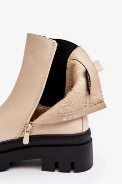 Clearance Buty damskie Vinceza Skórzane Botki Workery Beżowe Loretta