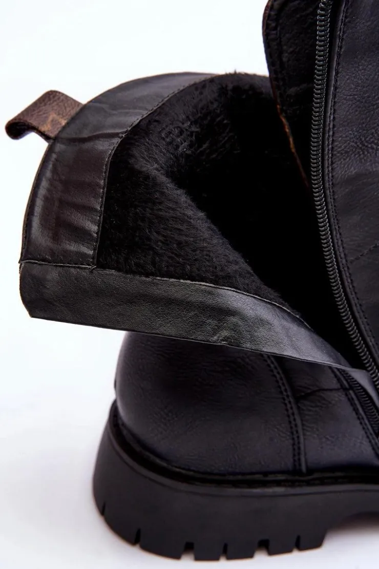 Boto Botki Sznurowane|Czarne Botki*Skórzane Botki Workery Czarne Lonevis