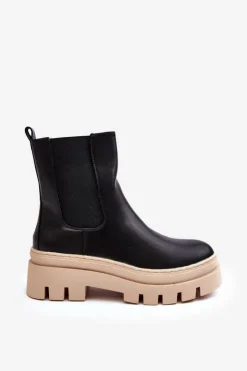 Buty damskie Vinceza Brązowe I Beżowe Botki|Botki Płaskie*Skórzane Botki Workery Czarno-Beżowe Loretta