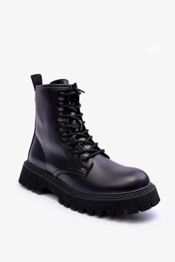 Sale Boto Skórzane Botki Workery Damskie Czarne Poonah