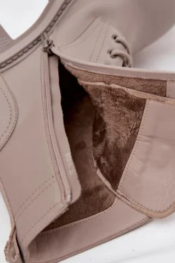 Artiker Botki Ocieplane|Botki Skórzane*Skórzane Botki Workery Damskie Na Klocku Z Przypinkami 57C0181 Beżowe