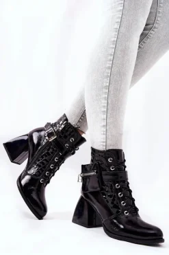 Best Boto Skórzane Botki Z Nerką Czarne Cannie