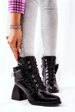 Best Boto Skórzane Botki Z Nerką Czarne Cannie