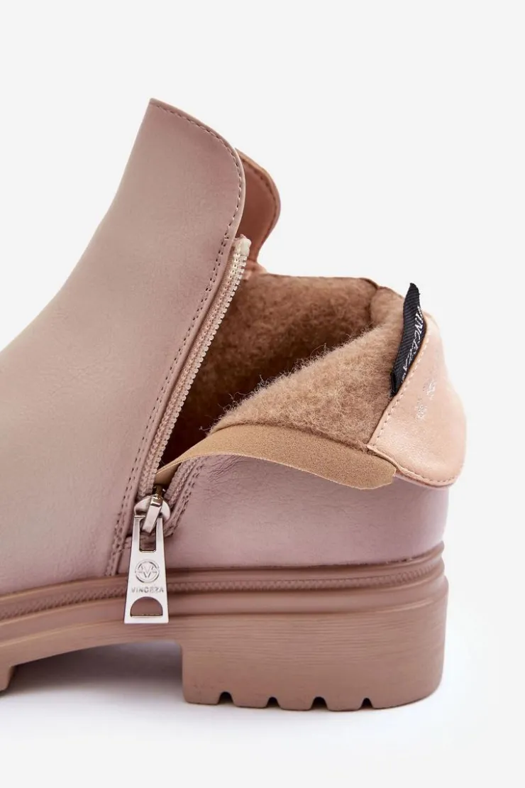 Discount Buty damskie Vinceza Skórzane Botki Z Niską Cholewką Beżowe Foteini