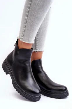 Damskie Buty damskie Vinceza Skórzane Botki Z Niską Cholewką Czarne Foteini