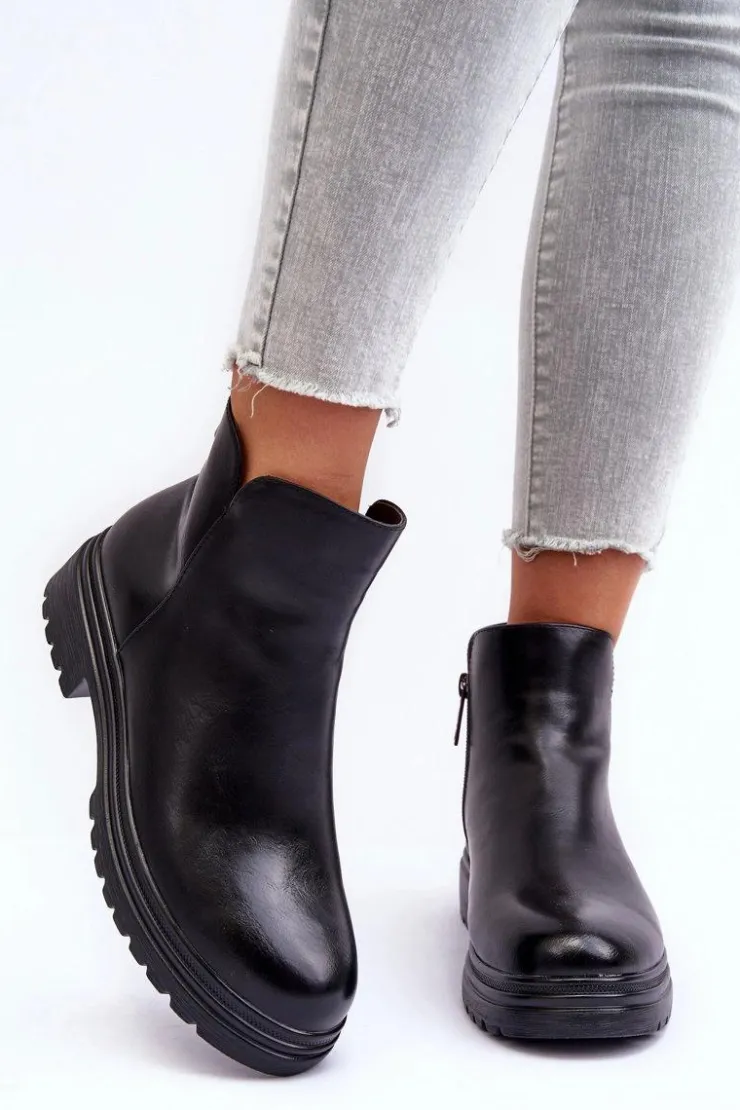 Damskie Buty damskie Vinceza Skórzane Botki Z Niską Cholewką Czarne Foteini