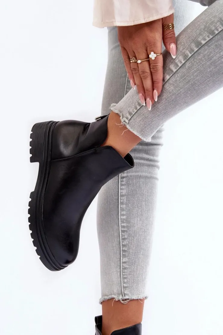 Damskie Buty damskie Vinceza Skórzane Botki Z Niską Cholewką Czarne Foteini