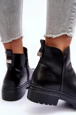 Damskie Buty damskie Vinceza Skórzane Botki Z Niską Cholewką Czarne Foteini