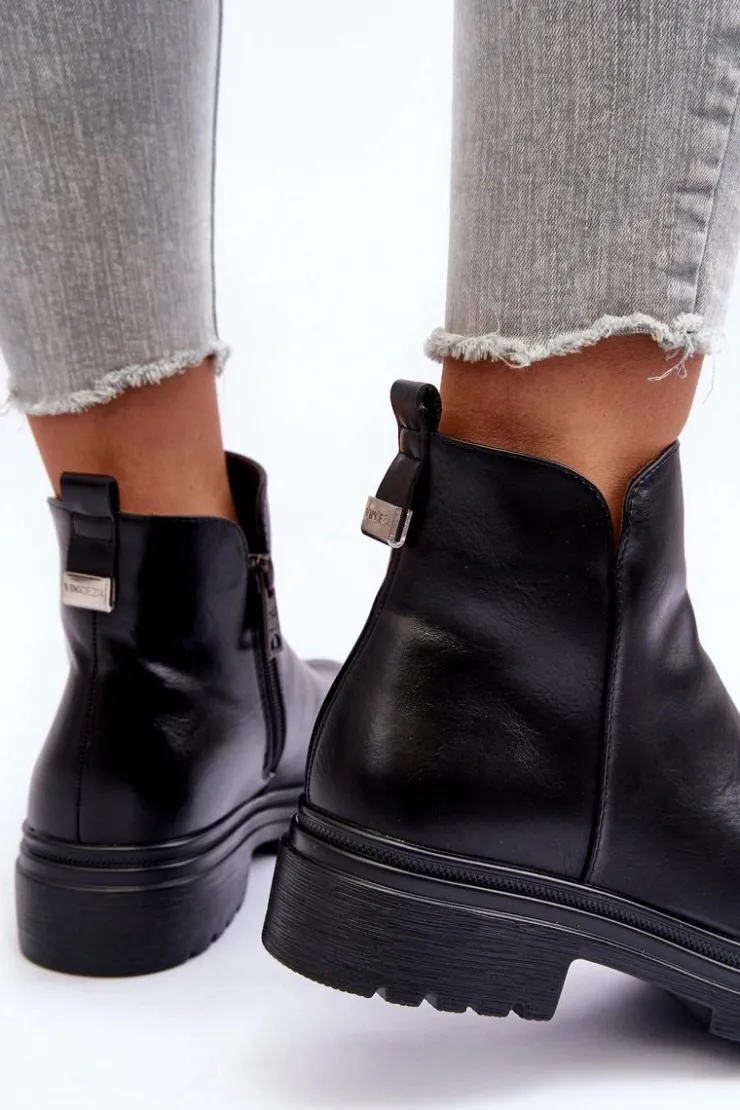 Damskie Buty damskie Vinceza Skórzane Botki Z Niską Cholewką Czarne Foteini