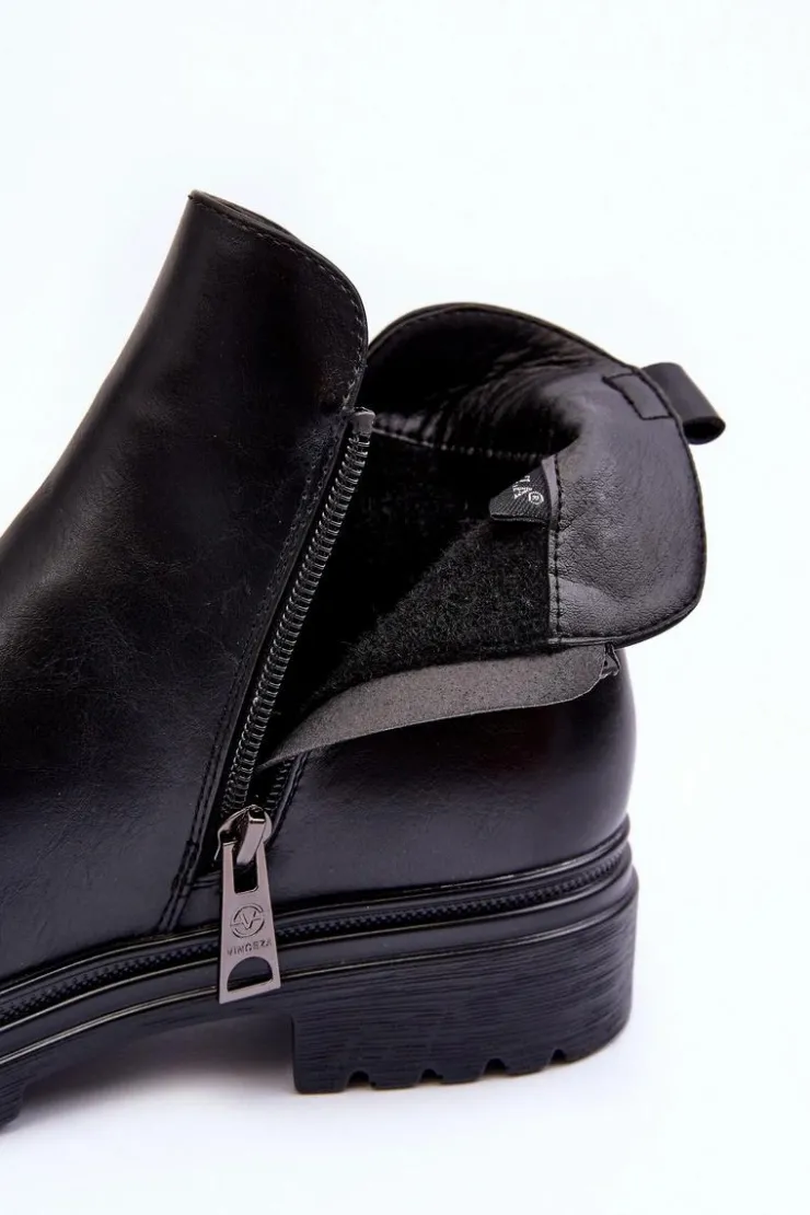 Damskie Buty damskie Vinceza Skórzane Botki Z Niską Cholewką Czarne Foteini