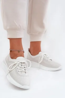 Buty damskie Vinceza Sneakersy Damskie*Skórzane Buty Sportowe Damskie Vinceza 41472 Białe