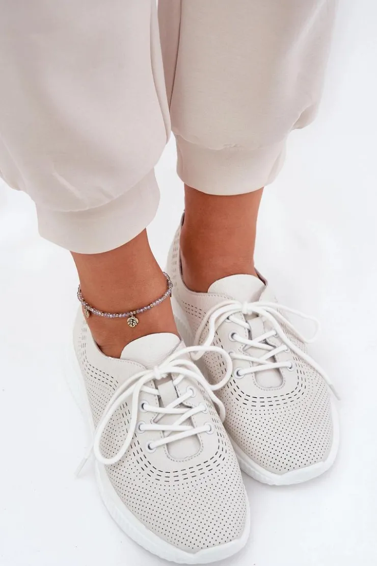 Buty damskie Vinceza Sneakersy Damskie*Skórzane Buty Sportowe Damskie Vinceza 41472 Białe