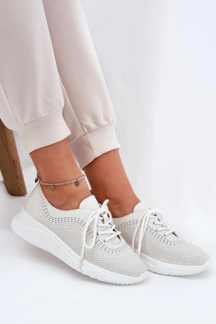 Buty damskie Vinceza Sneakersy Damskie*Skórzane Buty Sportowe Damskie Vinceza 41472 Białe