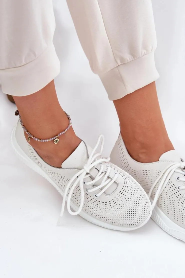 Buty damskie Vinceza Sneakersy Damskie*Skórzane Buty Sportowe Damskie Vinceza 41472 Białe