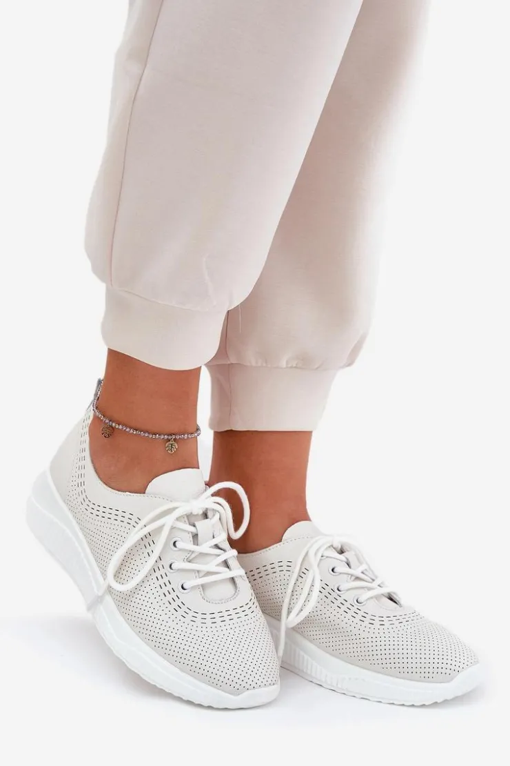 Buty damskie Vinceza Sneakersy Damskie*Skórzane Buty Sportowe Damskie Vinceza 41472 Białe