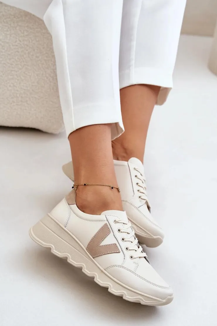 Damskie Buty damskie Vinceza Skórzane Buty Sportowe Damskie Vinceza 7918 Beżowe