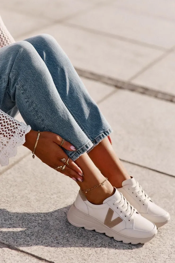 Damskie Buty damskie Vinceza Skórzane Buty Sportowe Damskie Vinceza 7918 Beżowe