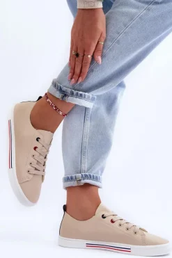 Evento Buty Sportowe Na Platformie|Sneakersy Damskie*Skórzane Buty Sportowe Damskie Beżowe Mossaia Beżowy