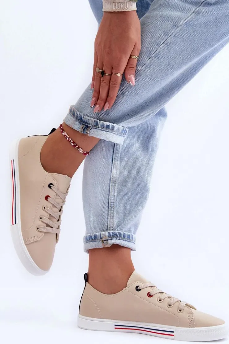 Evento Buty Sportowe Na Platformie|Sneakersy Damskie*Skórzane Buty Sportowe Damskie Beżowe Mossaia Beżowy