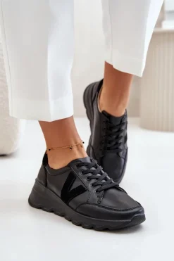 Damskie Buty damskie Vinceza Skórzane Buty Sportowe Damskie Vinceza 7918 Czarne