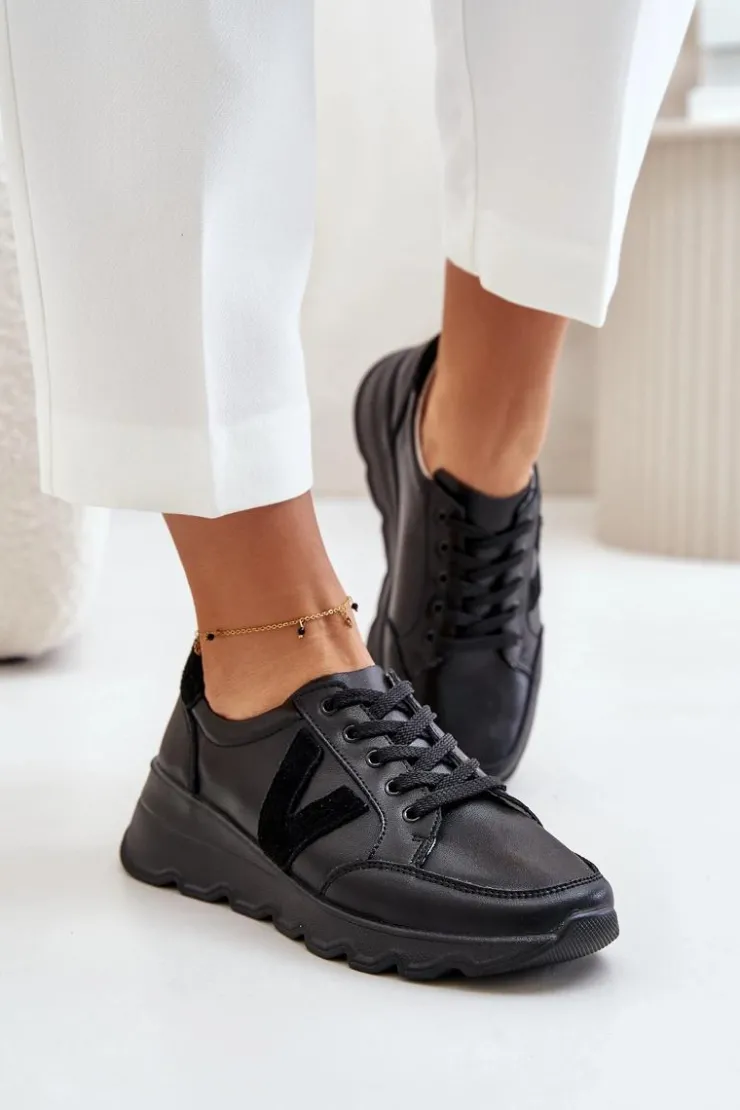 Damskie Buty damskie Vinceza Skórzane Buty Sportowe Damskie Vinceza 7918 Czarne