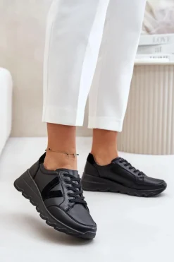 Damskie Buty damskie Vinceza Skórzane Buty Sportowe Damskie Vinceza 7918 Czarne