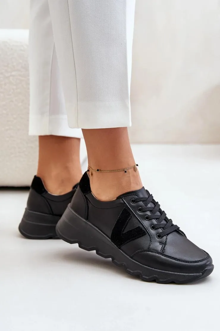 Damskie Buty damskie Vinceza Skórzane Buty Sportowe Damskie Vinceza 7918 Czarne