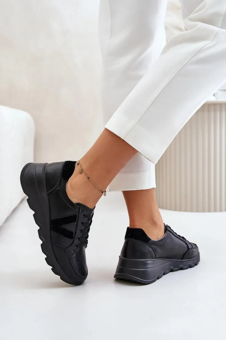 Damskie Buty damskie Vinceza Skórzane Buty Sportowe Damskie Vinceza 7918 Czarne