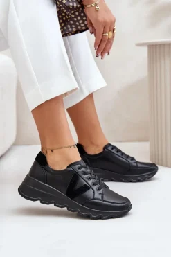 Damskie Buty damskie Vinceza Skórzane Buty Sportowe Damskie Vinceza 7918 Czarne