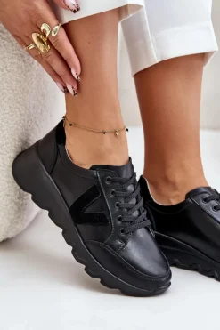 Damskie Buty damskie Vinceza Skórzane Buty Sportowe Damskie Vinceza 7918 Czarne