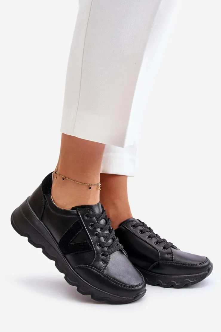 Damskie Buty damskie Vinceza Skórzane Buty Sportowe Damskie Vinceza 7918 Czarne