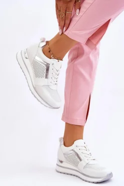 Online Boto Skórzane Buty Sportowe Na Niewysokim Koturnie Białe Braylen