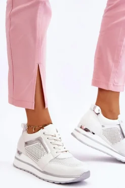 Online Boto Skórzane Buty Sportowe Na Niewysokim Koturnie Białe Braylen